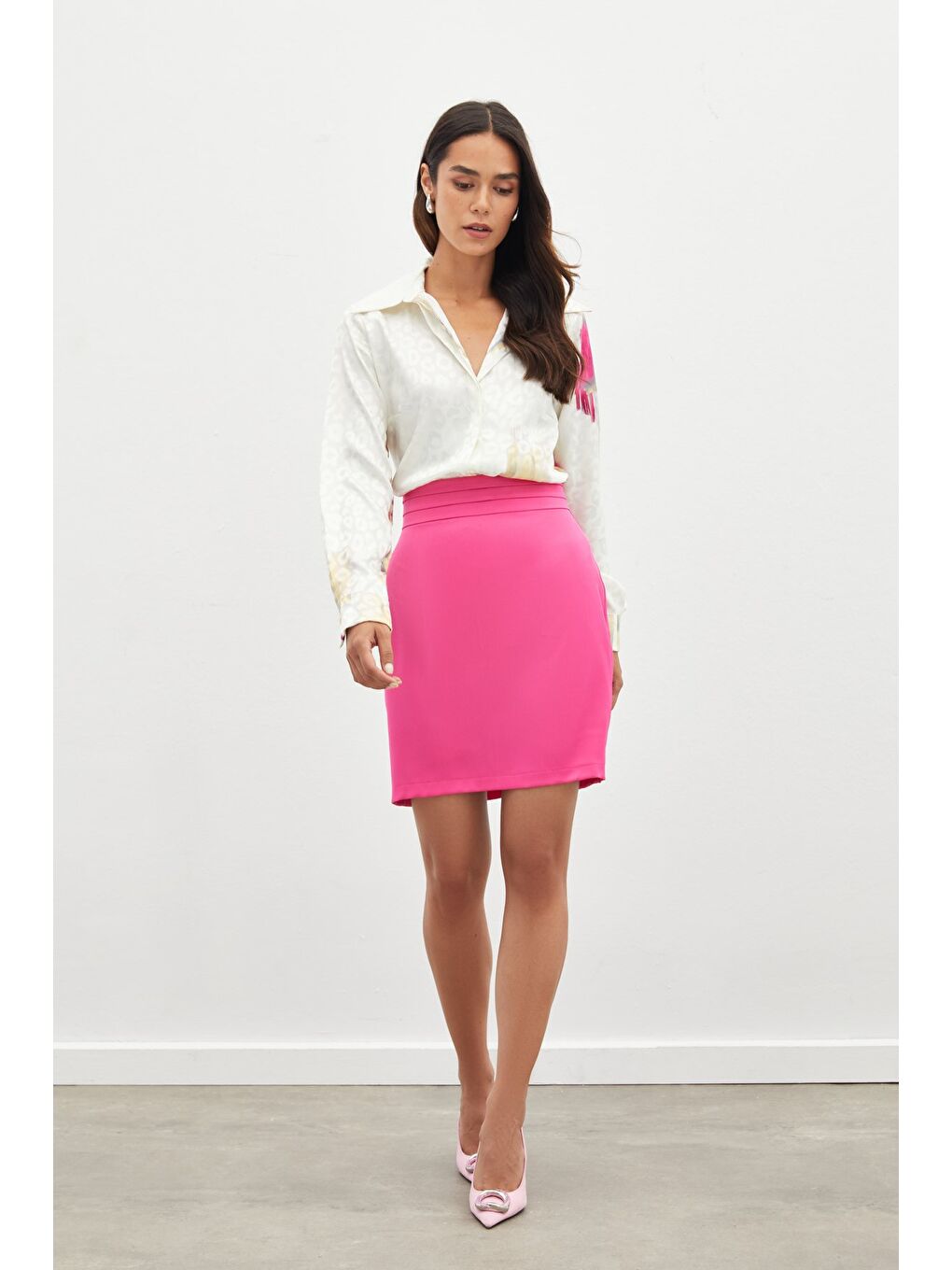 Desenli Salaş Gömlek - Fuşya-3