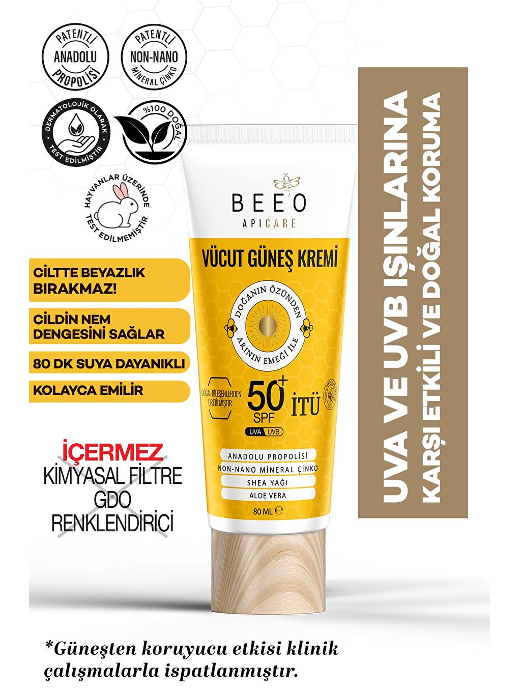 Beeo Vücut Güneş Kremi SPF 50+ 80 ml