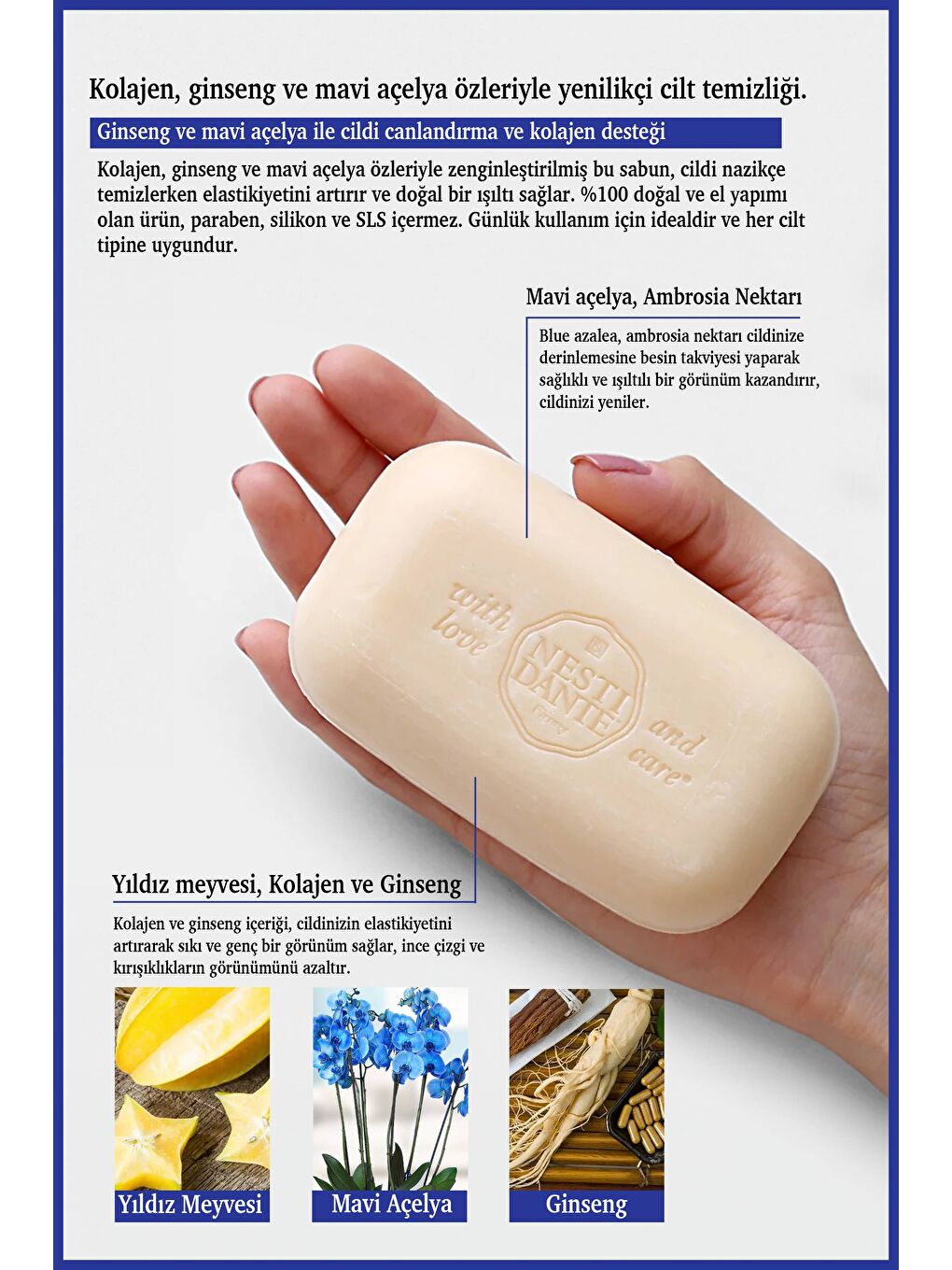 Philosophia Collagen Katı Sabun 250 gr | Yaşlanma Karşıtı | Ginseng, Mavi Açelya-2