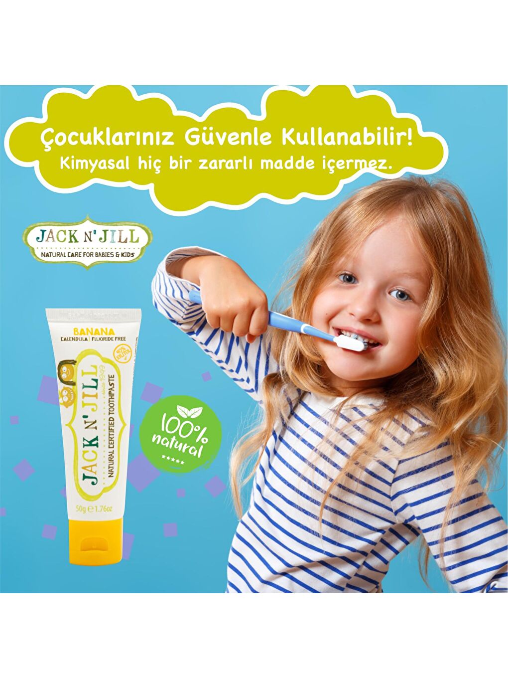 Jack N Jill Fil Diş Fırçası + Muz Aromalı Macunu 50 gr-1