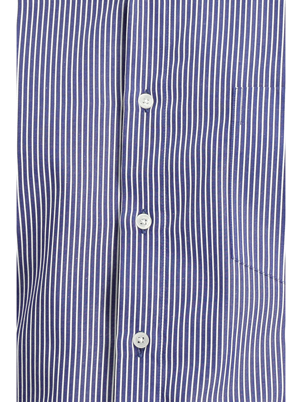 Lacivert Uzun Kol Klasik Çizgili Pamuk Gömlek-4