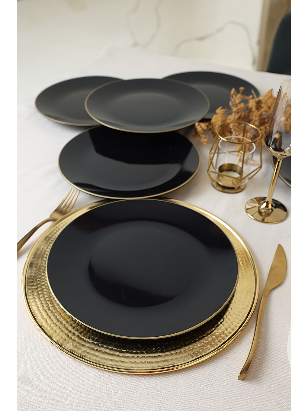 Siyah Gold Ege Servis Tabağı 26 Cm 6 Adet