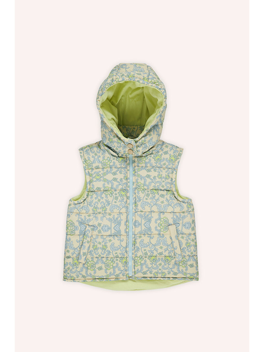 Kız Çocuk Desenli Bej Micro Yelek-2