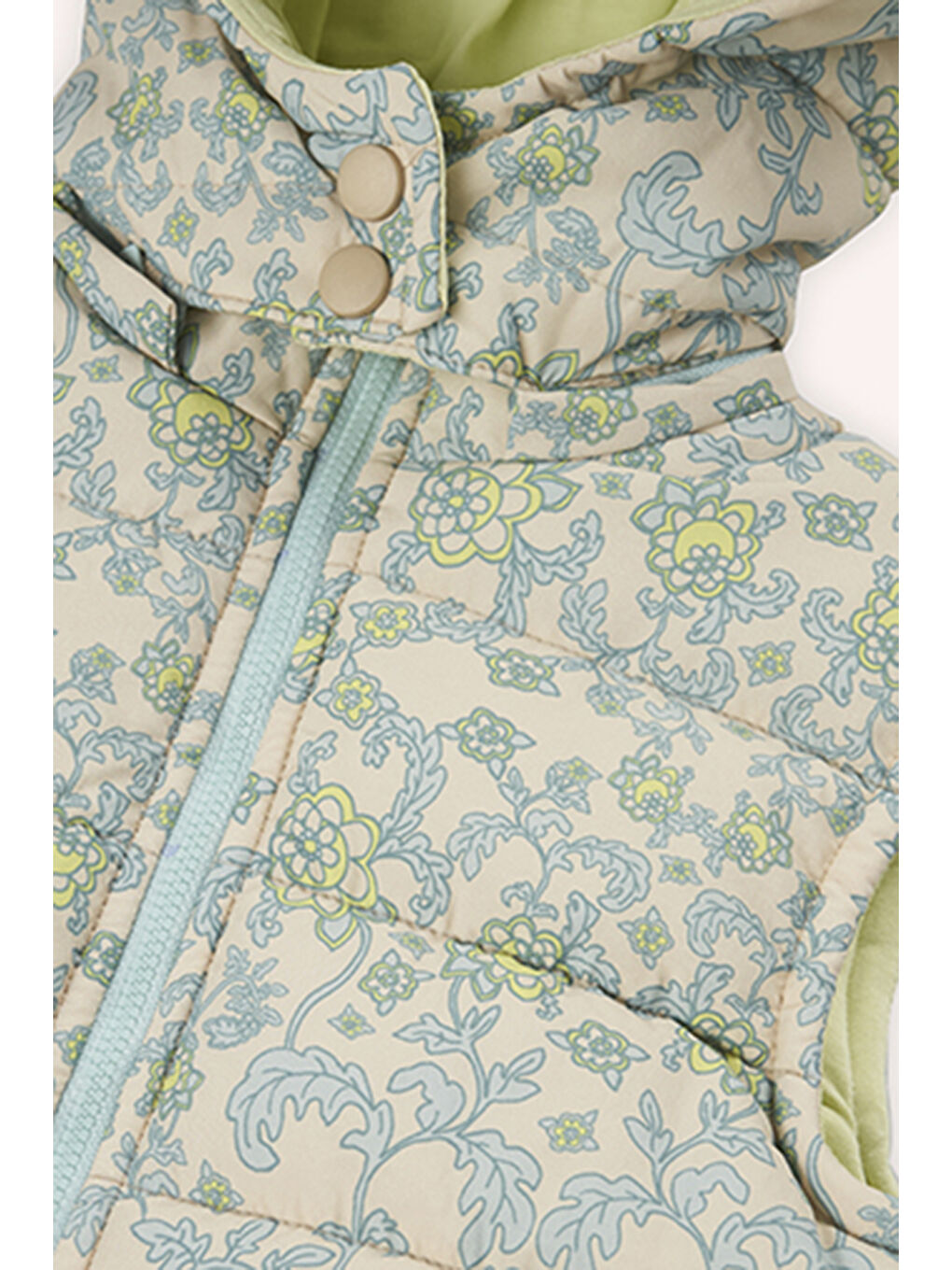 Kız Çocuk Desenli Bej Micro Yelek-3