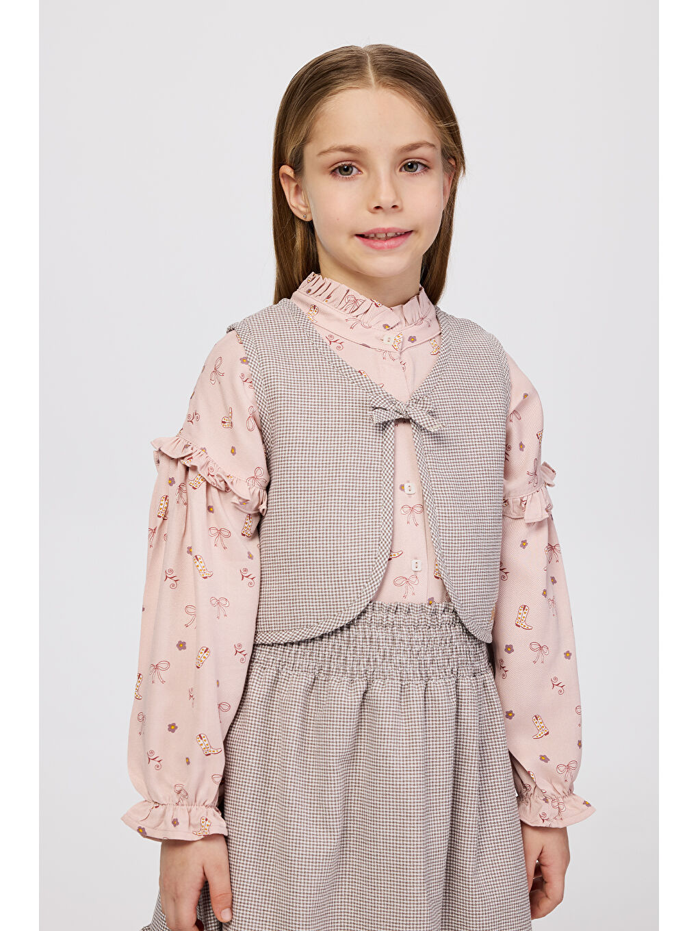 Kız Çocuk Çift Taraflı Ekru Yelek-2