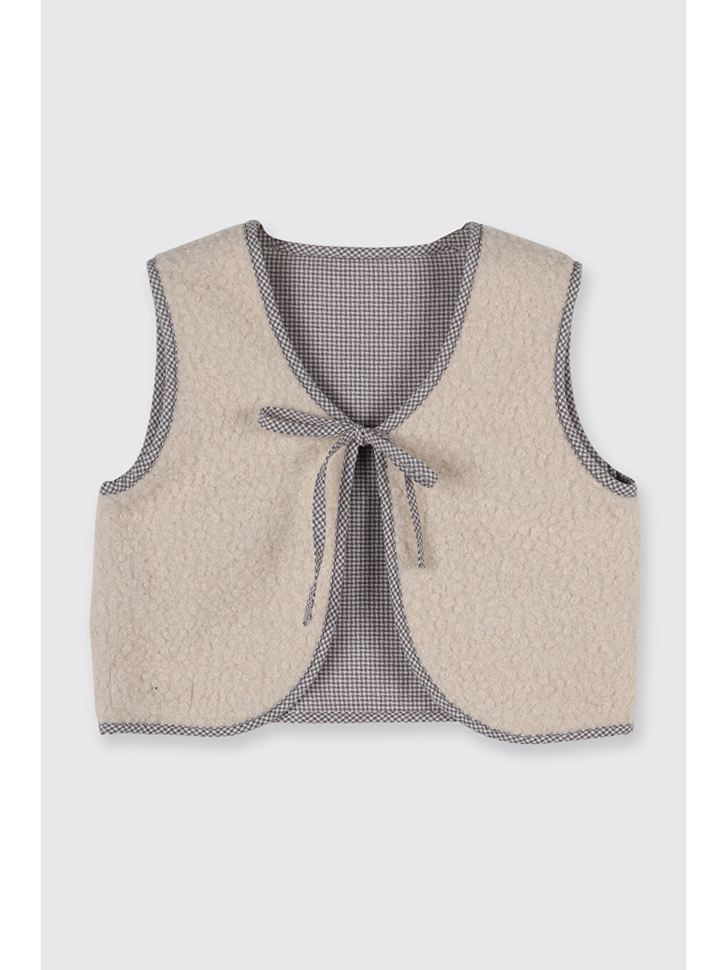 Kız Çocuk Çift Taraflı Ekru Yelek-4