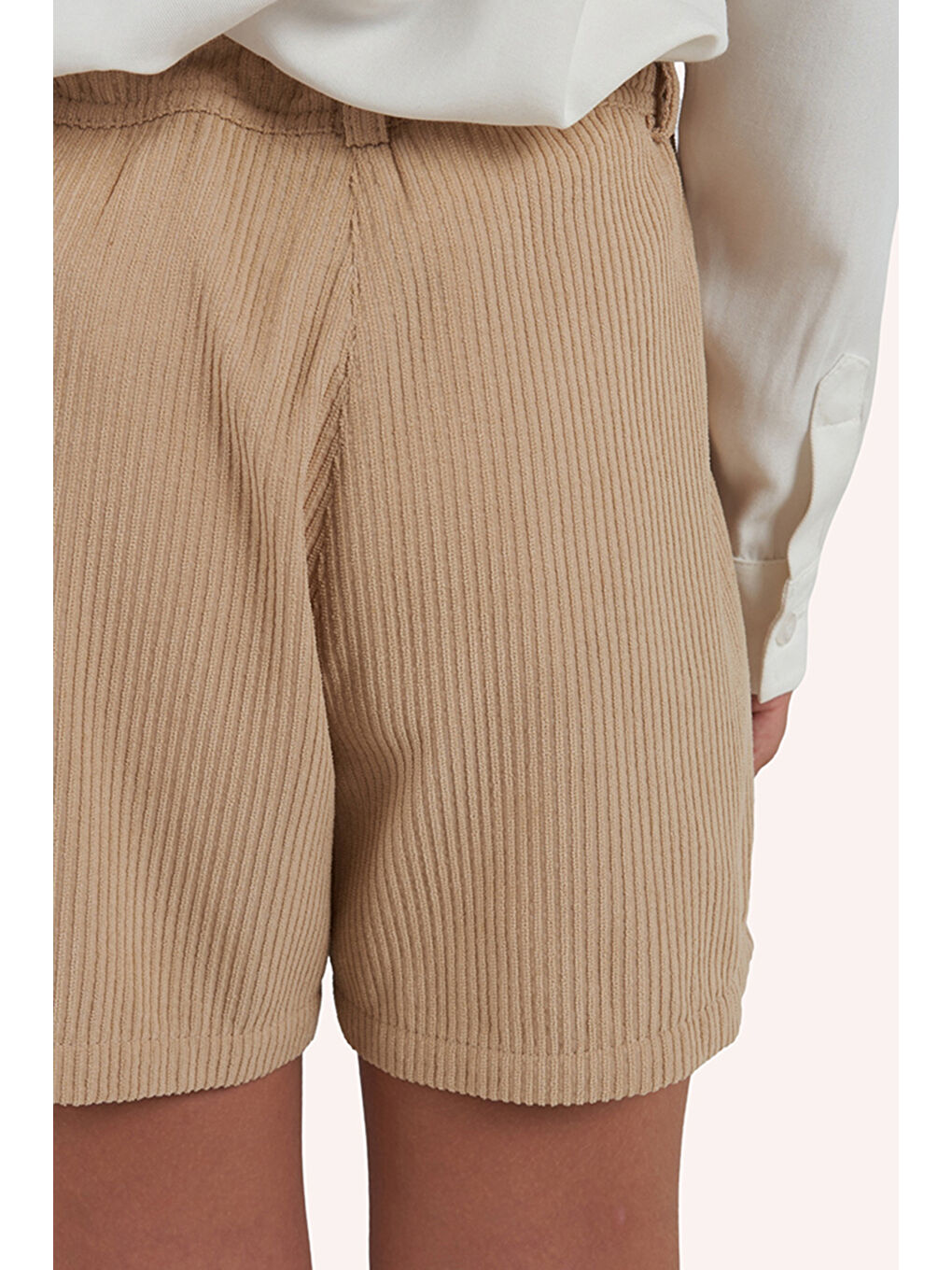 Kız Çocuk Fitilli Bej Şort Etek-2