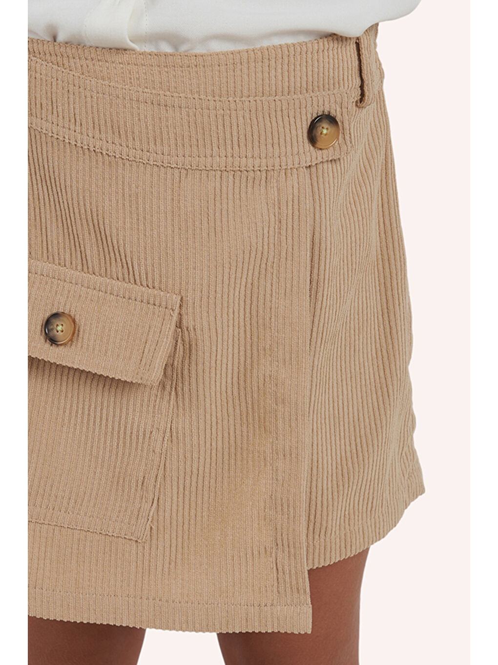 Kız Çocuk Fitilli Bej Şort Etek-3