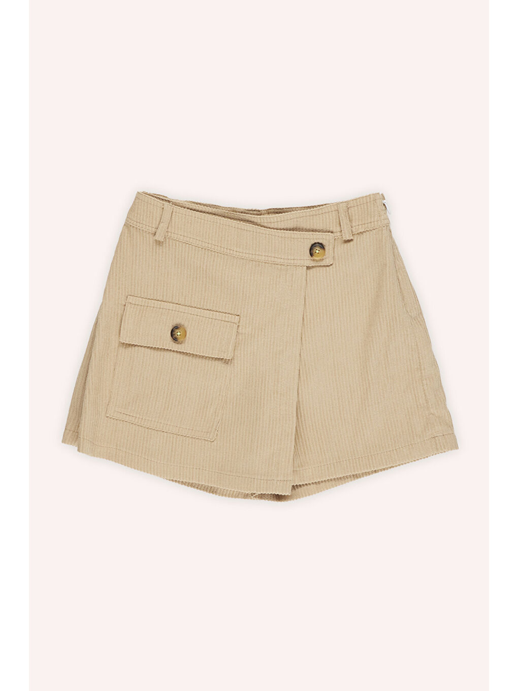 Kız Çocuk Fitilli Bej Şort Etek-4