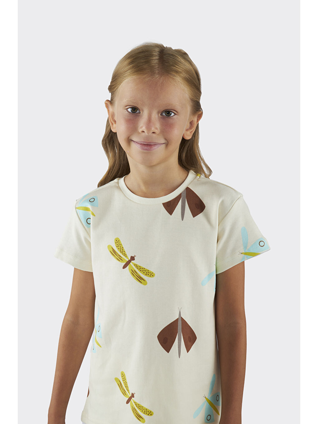 Kız Çocuk Desenli Bej Pijama Takımı-1