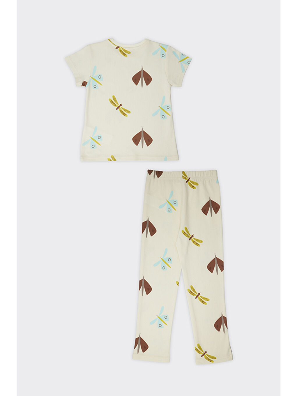 Kız Çocuk Desenli Bej Pijama Takımı-6