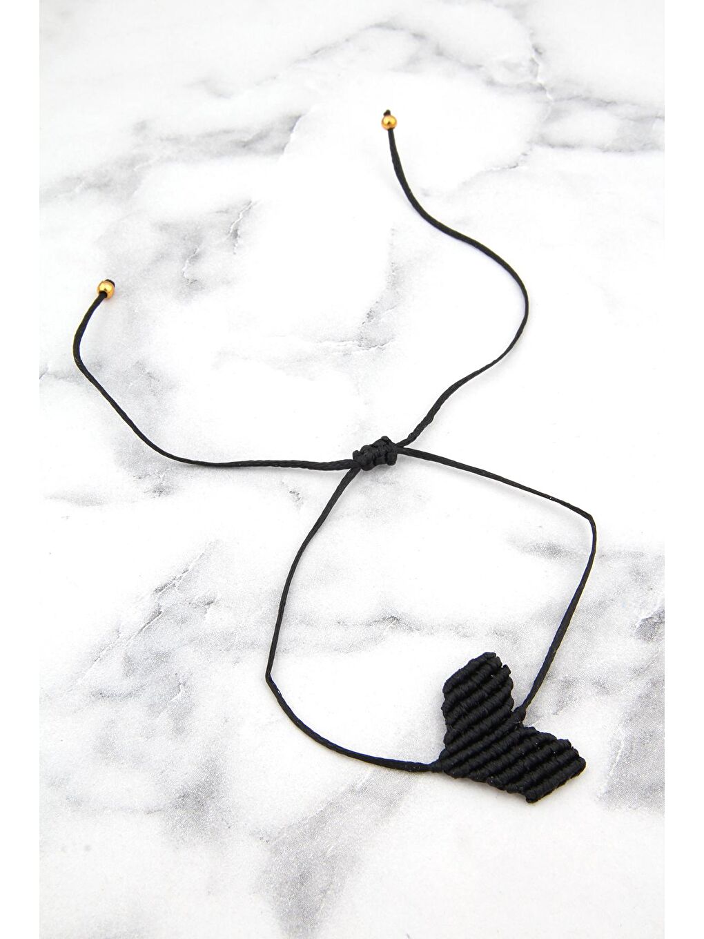 Karışık Siyah Kalp Makrame Bileklik