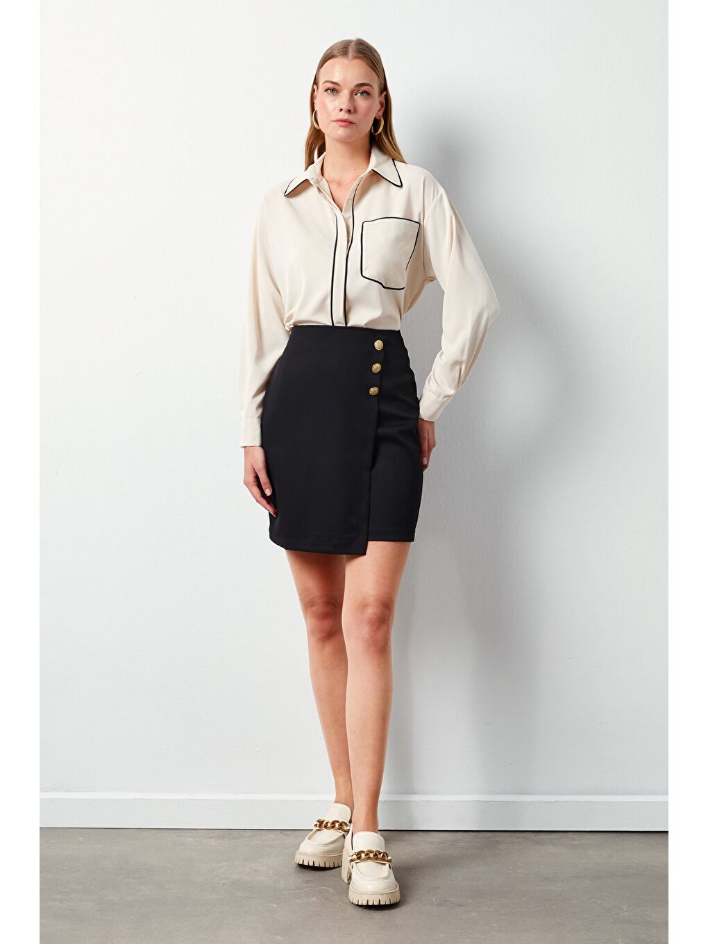 Cep Detaylı Salaş Gömlek - Bej-1