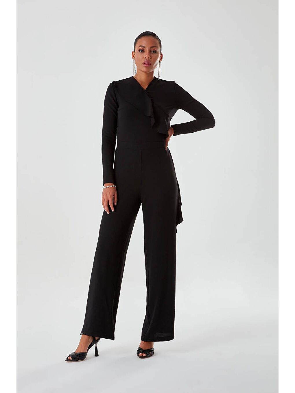 Volanlı Siyah Luxury Tulum