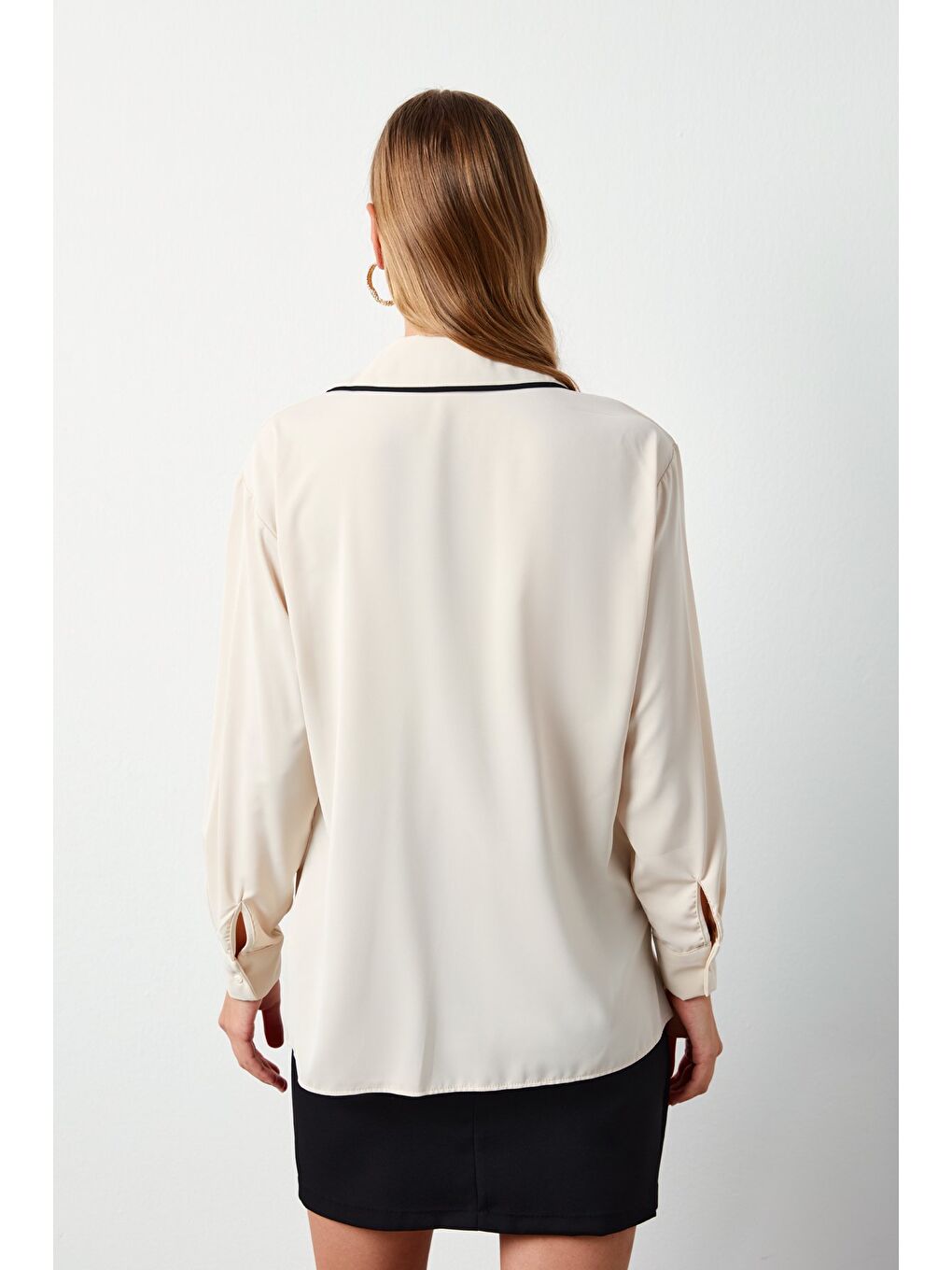 Cep Detaylı Salaş Gömlek - Bej-5