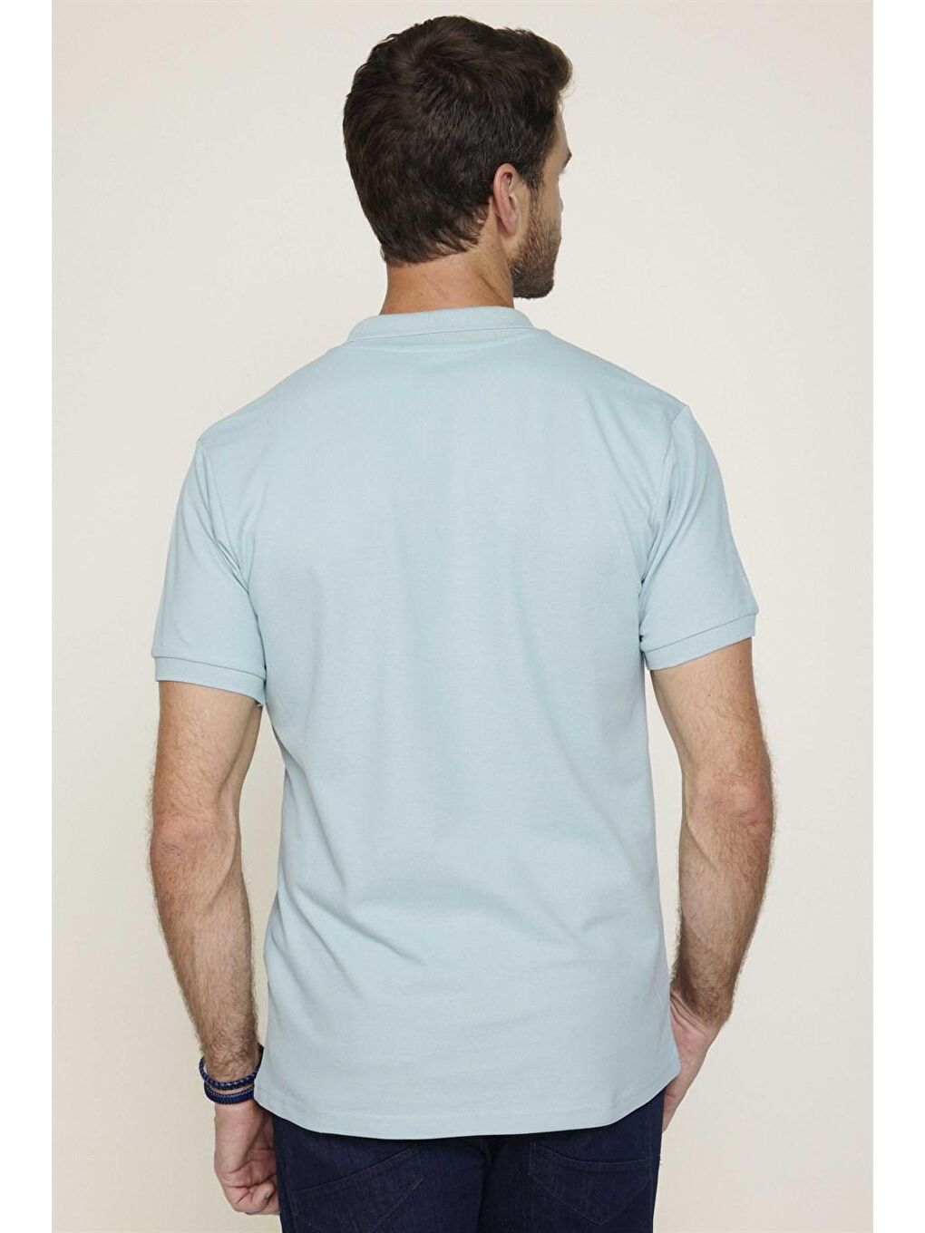 Yeşil Erkek Slim Fit Dar Kesim %100 Pamuk Düz Pike Mint Polo Yaka Tişört-4