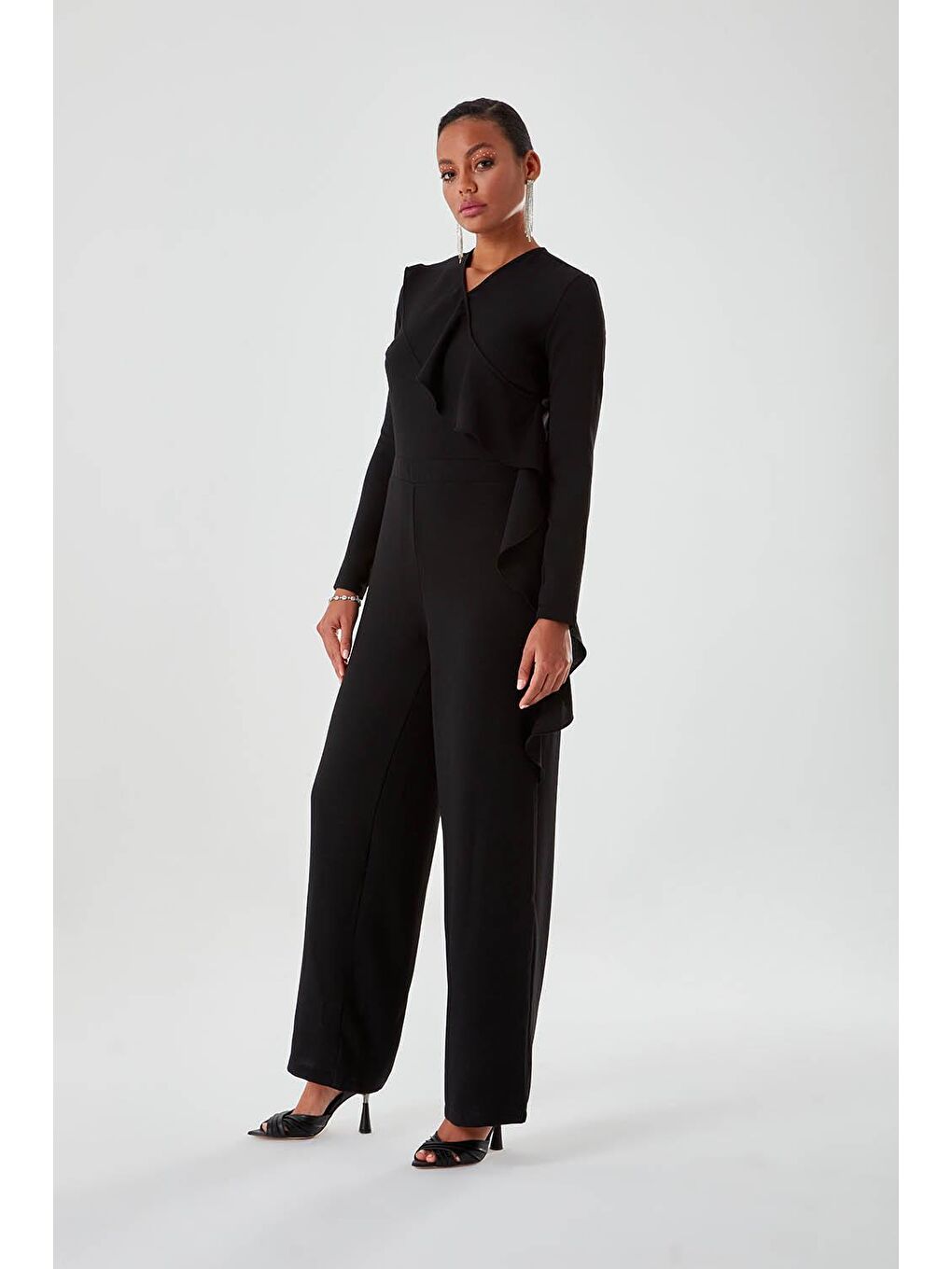 Volanlı Siyah Luxury Tulum-2