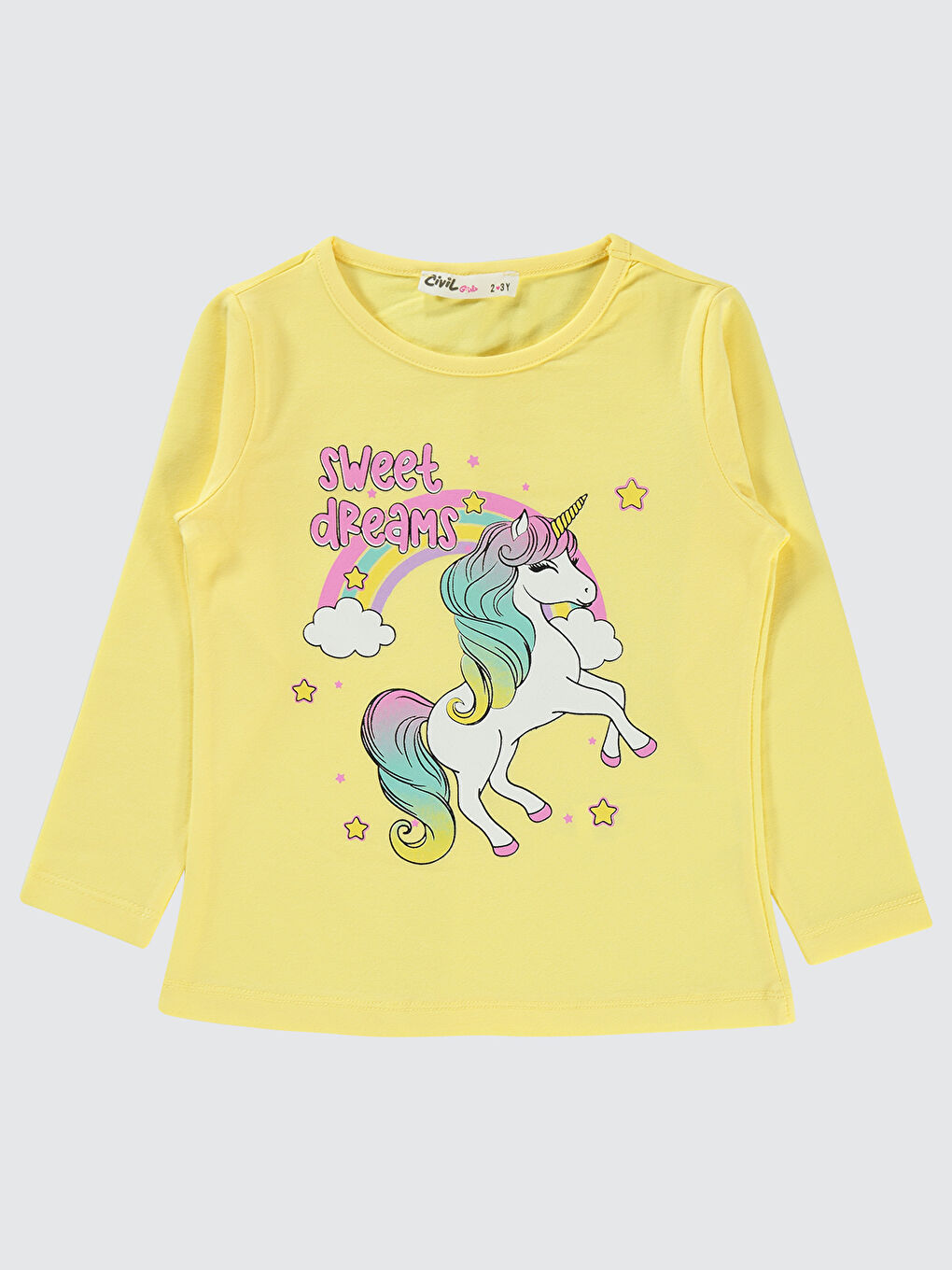 Kız Çocuk Sweatshirt 2-5 Yaş Açık Sarı