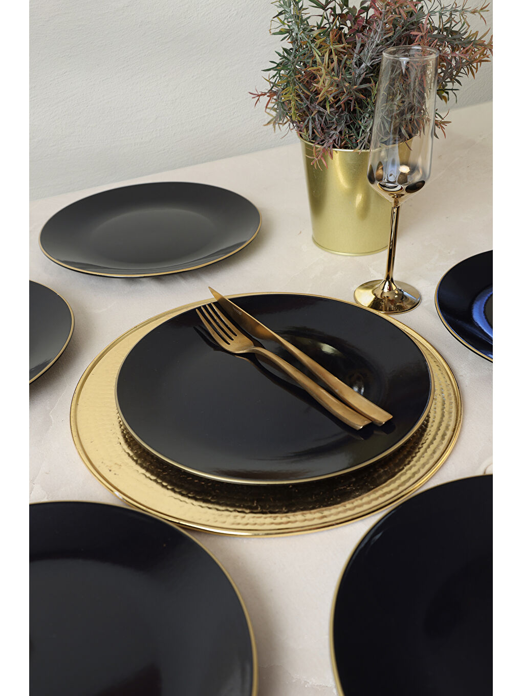 Siyah Gold Ege Servis Tabağı 26 Cm 6 Adet-6