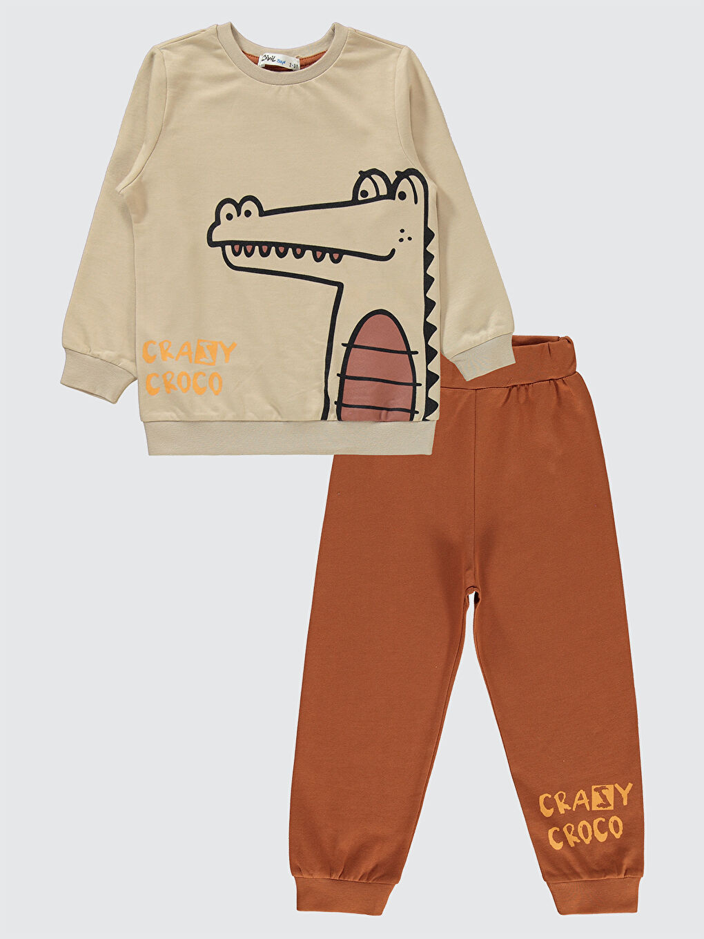 Kahverengi Boys Erkek Çocuk Eşofman Takımı 2-5 Yaş Kiremit