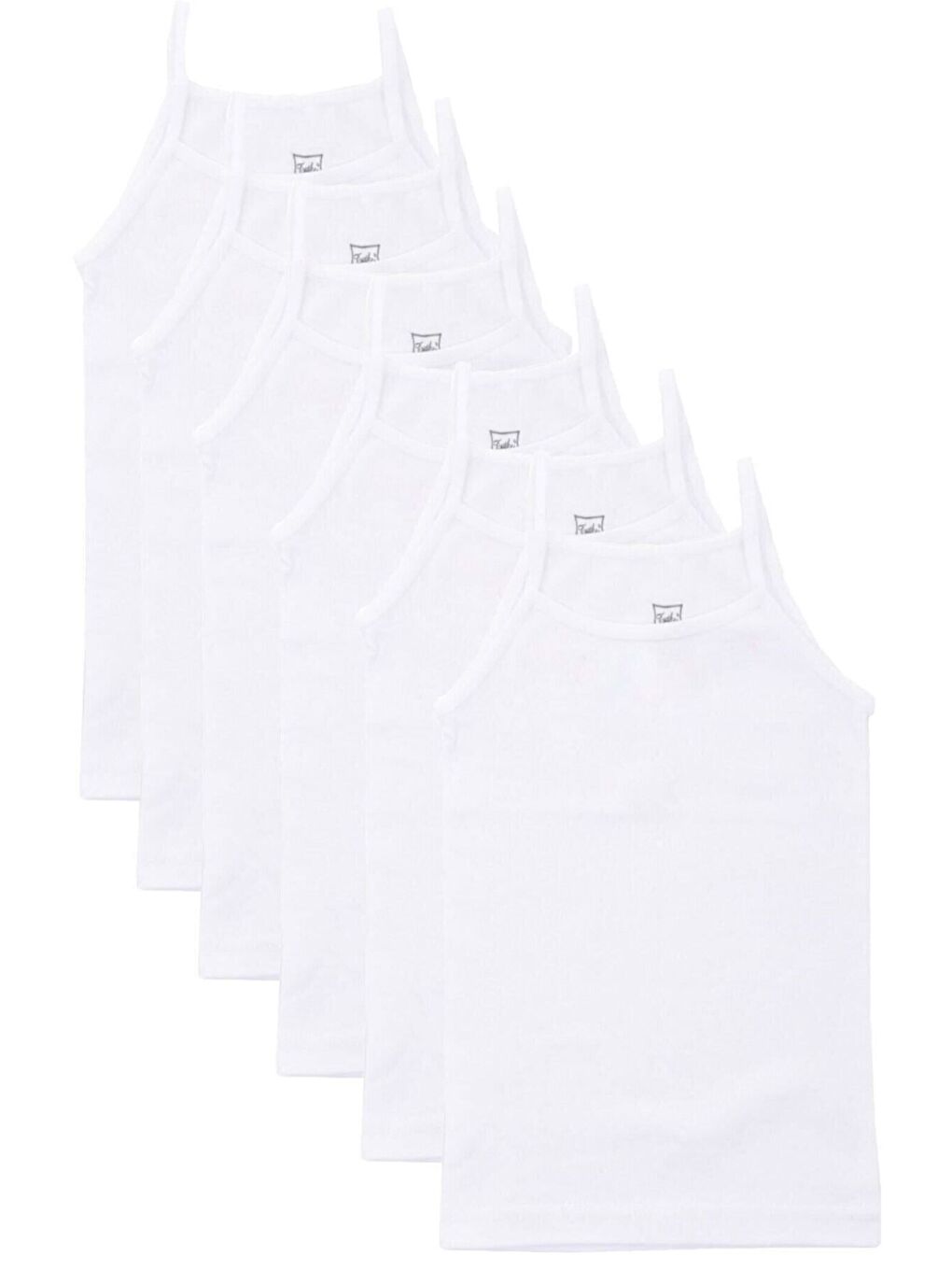 6’lı Kız Çocuk Beyaz %100 Pamuklu İp Askılı Atlet