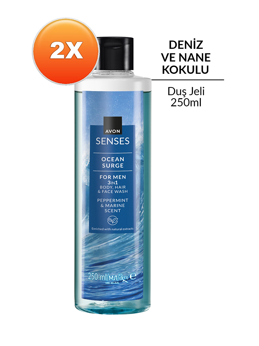 Senses Ocean Surge Nane Ve Deniz Kokulu Saç Ve Vücut İçin Erkek Duş Jeli 250 Ml. İkili Set-1