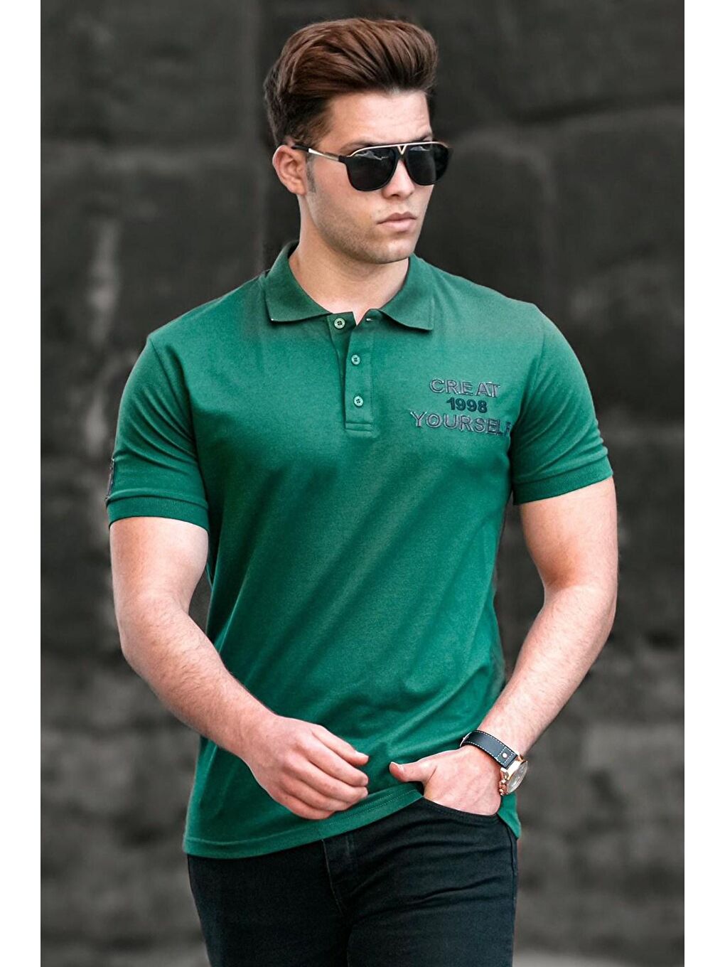 Yeşil Polo Yaka Erkek Tişört 5247