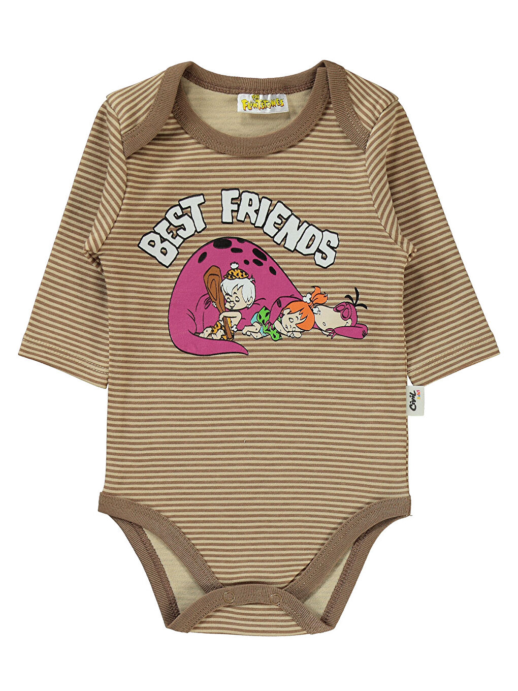 Kahverengi The Flıntstones Erkek Bebek Takım 1-6 Ay Sütlü Kahve-2