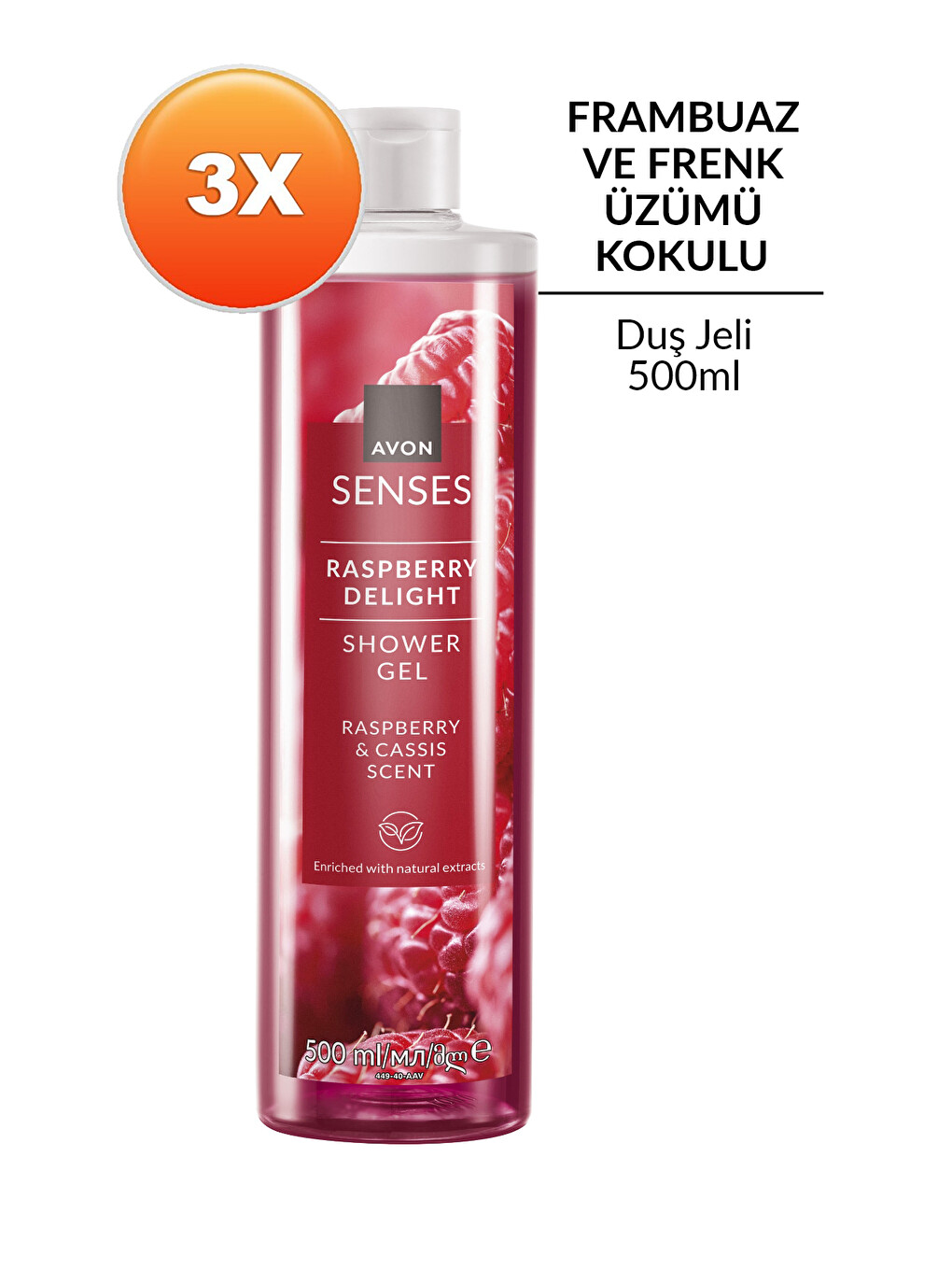 Senses Rapsberry Delight Frambuaz Ve Frenk Üzümü Kokulu Duş Jeli 500 Ml. Üçlü Set-1