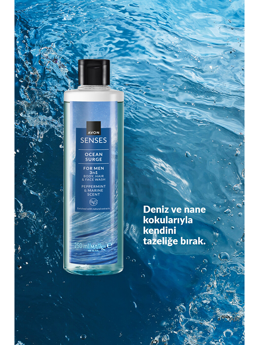 Senses Ocean Surge Nane Ve Deniz Kokulu Saç Ve Vücut İçin Erkek Duş Jeli 250 Ml. Üçlü Set-2