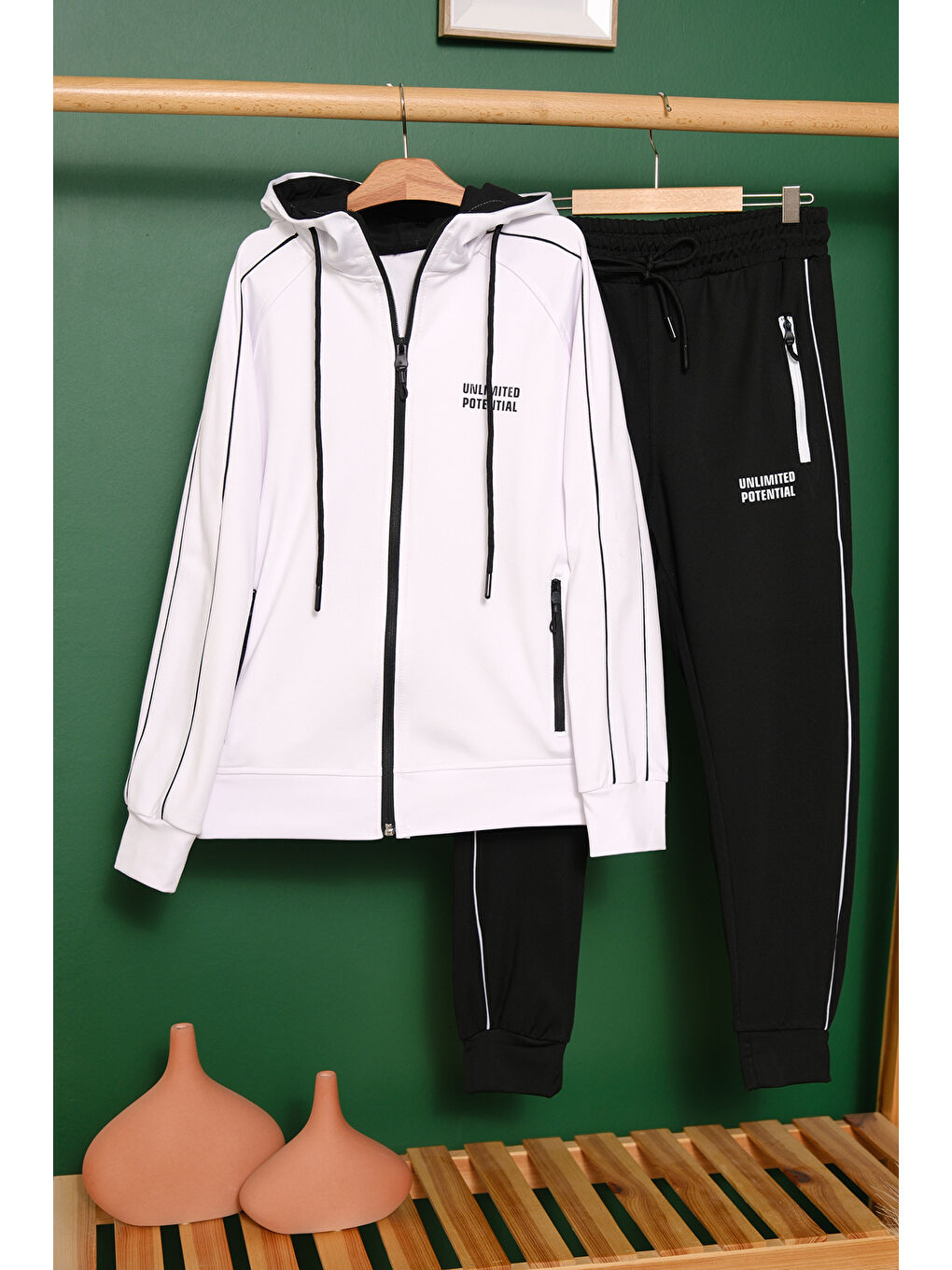 Beyaz Unlimited Potential Dalgıç Kumaş Unisex Çocuk Eşofman Takımı ESF.1725-7