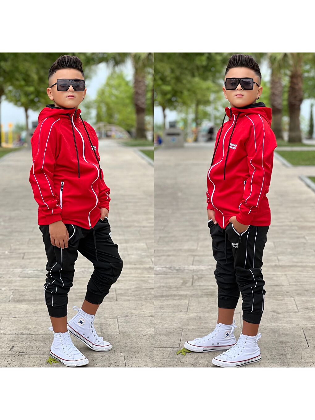 Kırmızı Unlimited Potential Dalgıç Kumaş Unisex Çocuk Eşofman Takımı ESF.1725-1