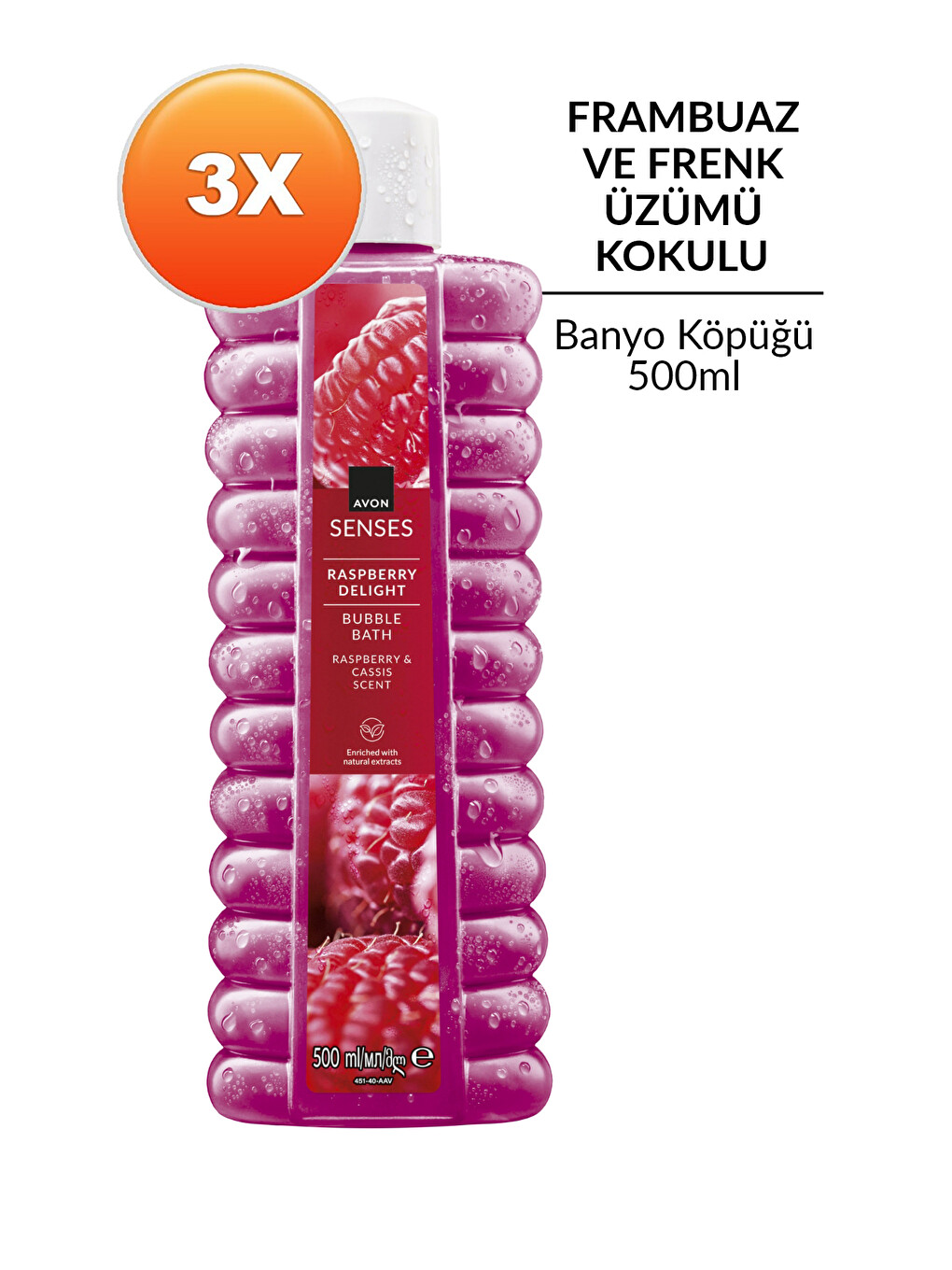 Raspberry Delight Frambuaz Ve Frenk Üzümü Kokulu Banyo Köpüğü 500 Ml. Üçlü Set-1