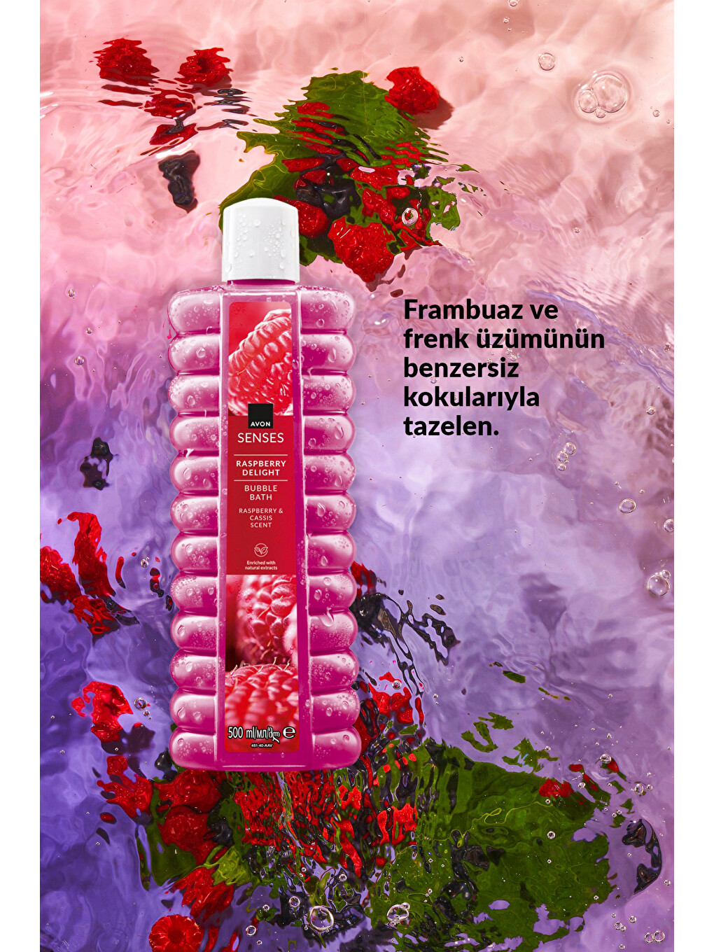 Raspberry Delight Frambuaz Ve Frenk Üzümü Kokulu Banyo Köpüğü 500 Ml. Üçlü Set-2