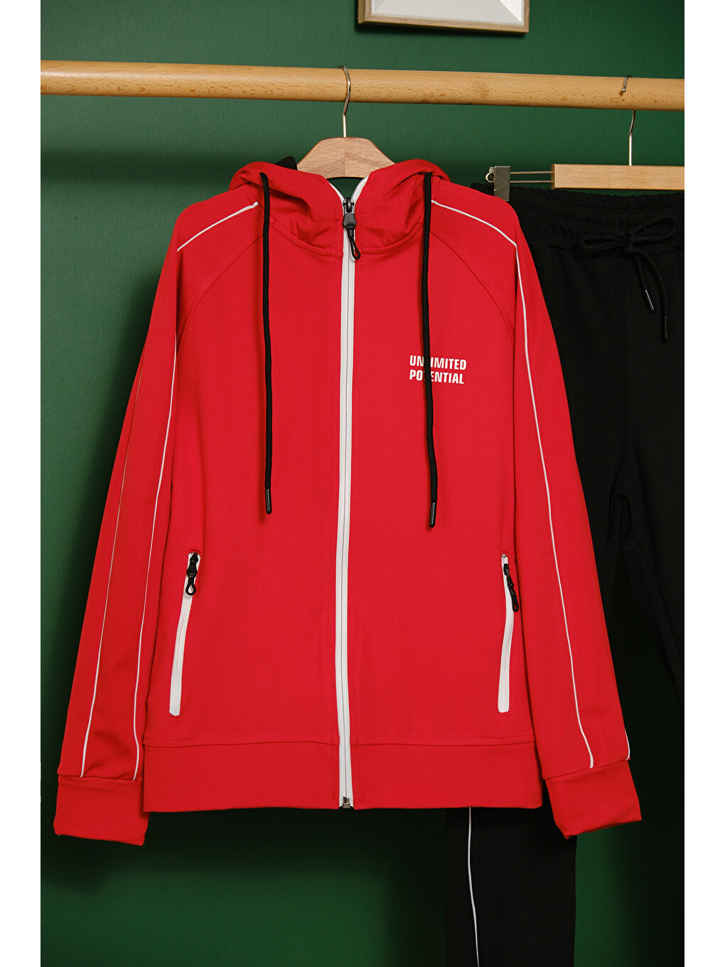 Kırmızı Unlimited Potential Dalgıç Kumaş Unisex Çocuk Eşofman Takımı ESF.1725-5