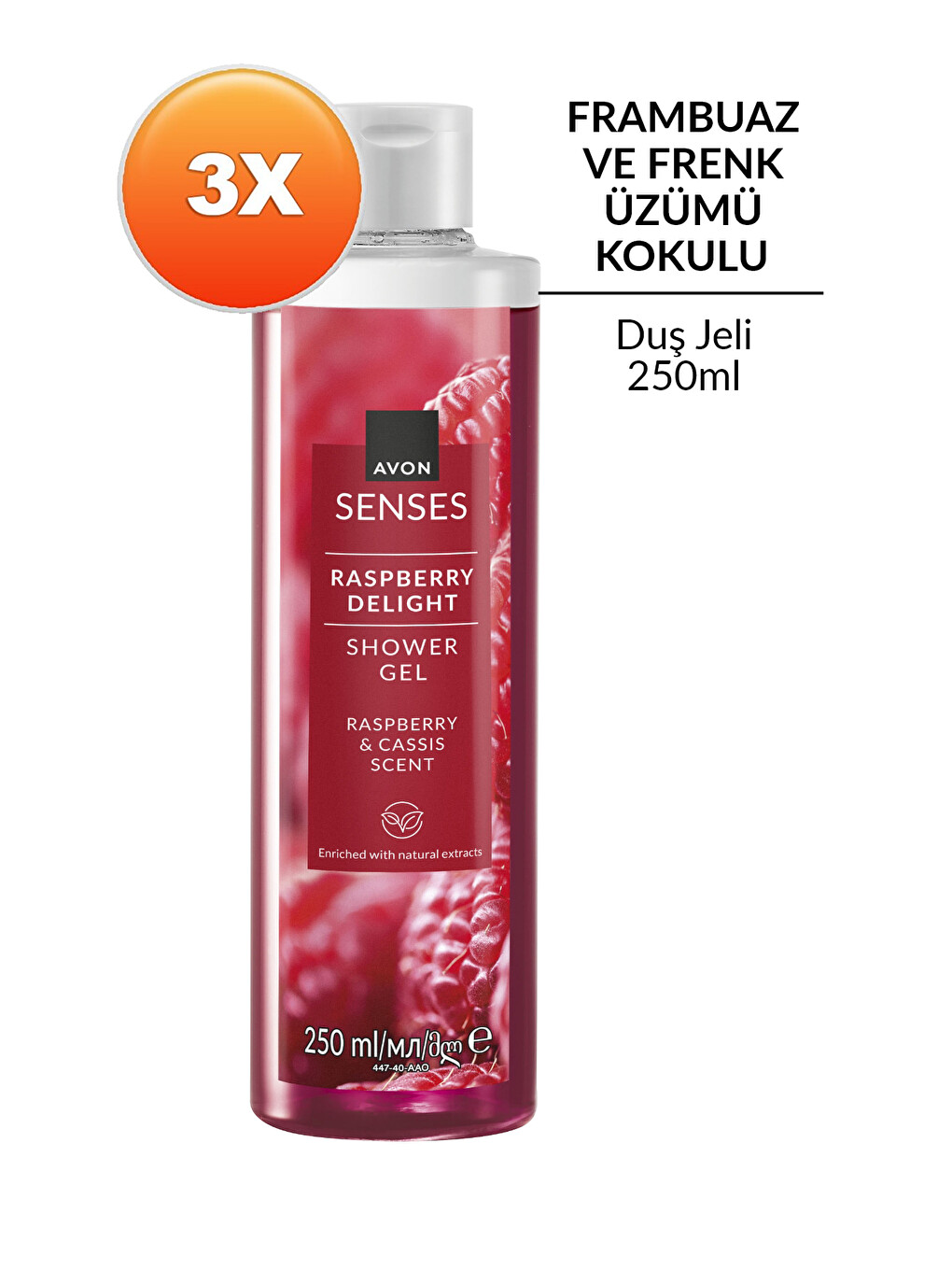 Raspberry Delight Frambuaz Ve Frenk Üzümü Kokulu Duş Jeli 250 Ml. Üçlü Set-1