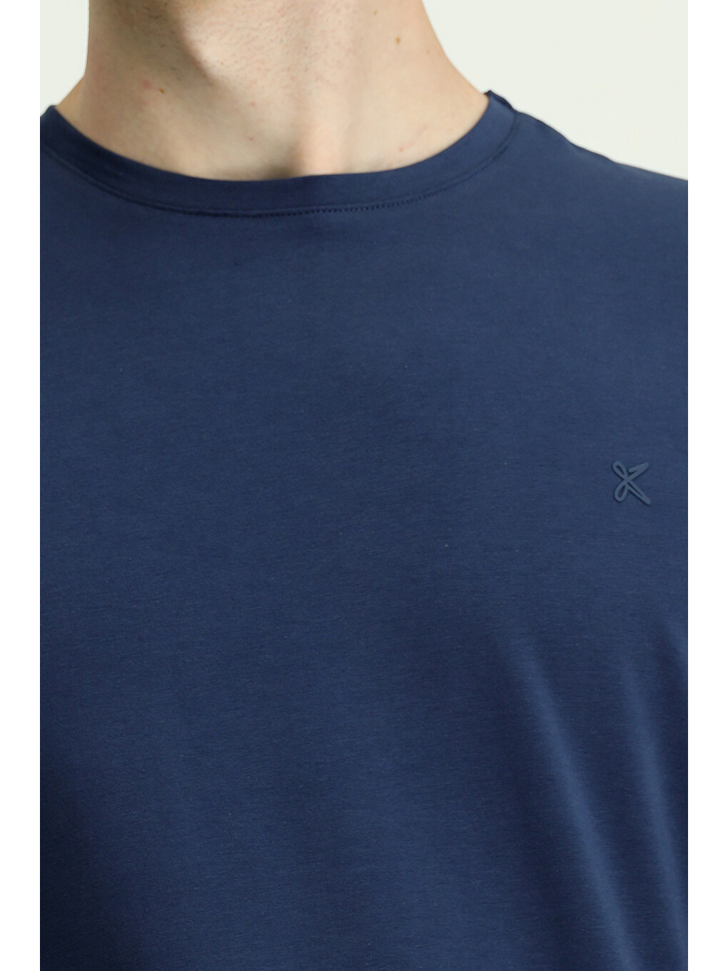 İndigo Bisiklet Yaka Slim Fit Dar Kesim Süprem Pamuklu Tişört-4