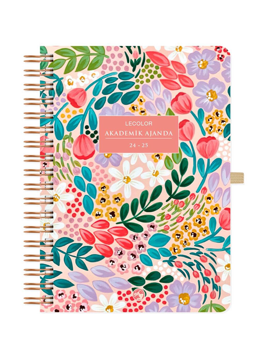 Akademik Ajanda 17x24 cm Spiralli 24/25 Botanical Pembe-1