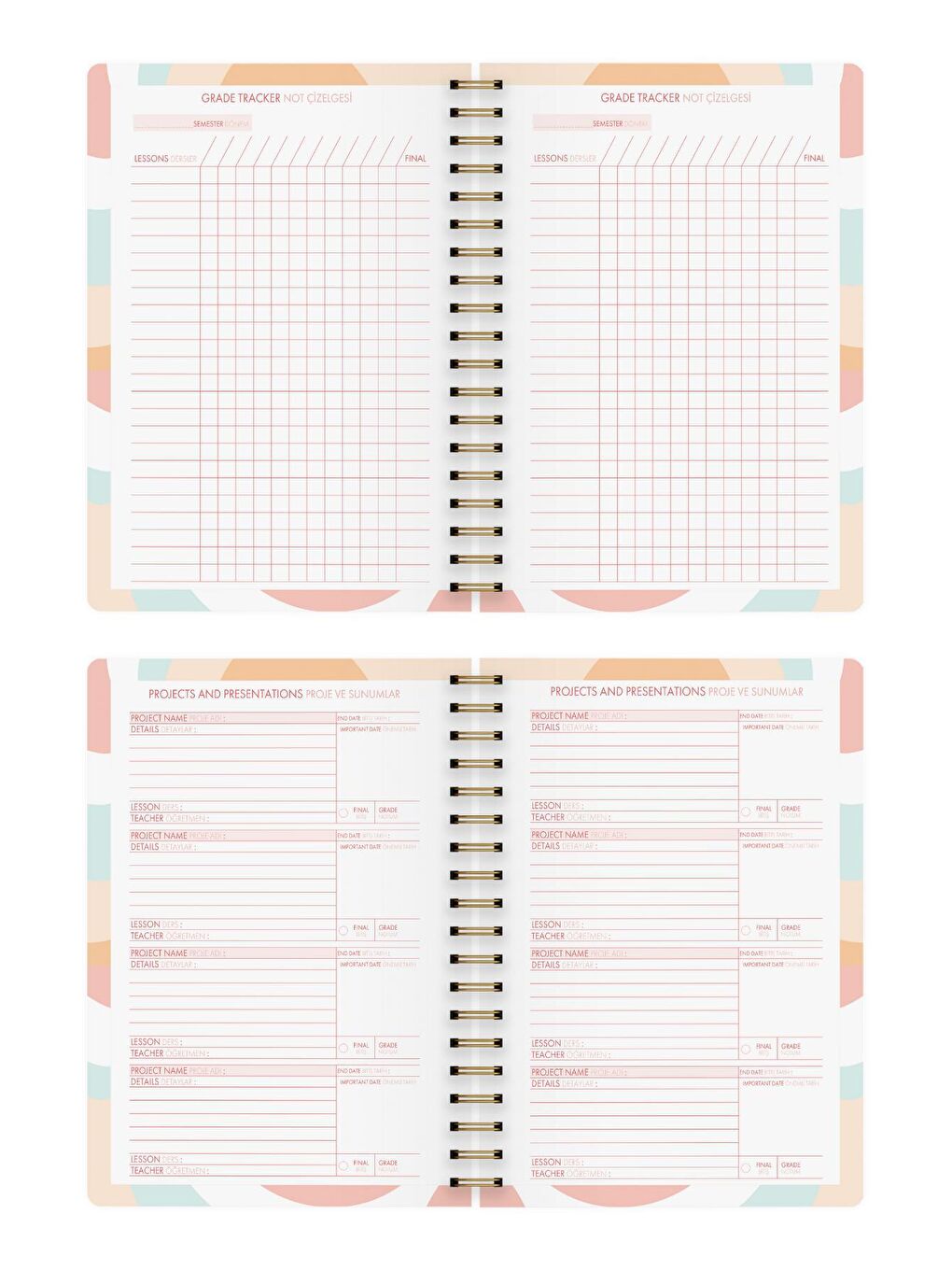 Akademik Ajanda 17x24 cm Spiralli 24/25 Botanical Pembe-4