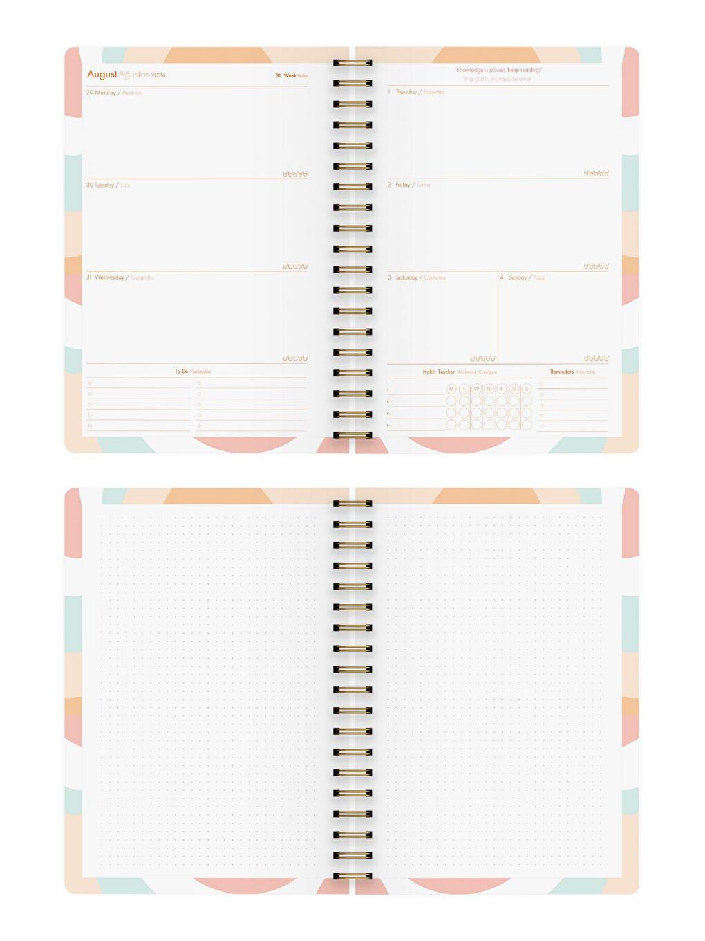 Akademik Ajanda 17x24 cm Spiralli 24/25 Botanical Pembe-6