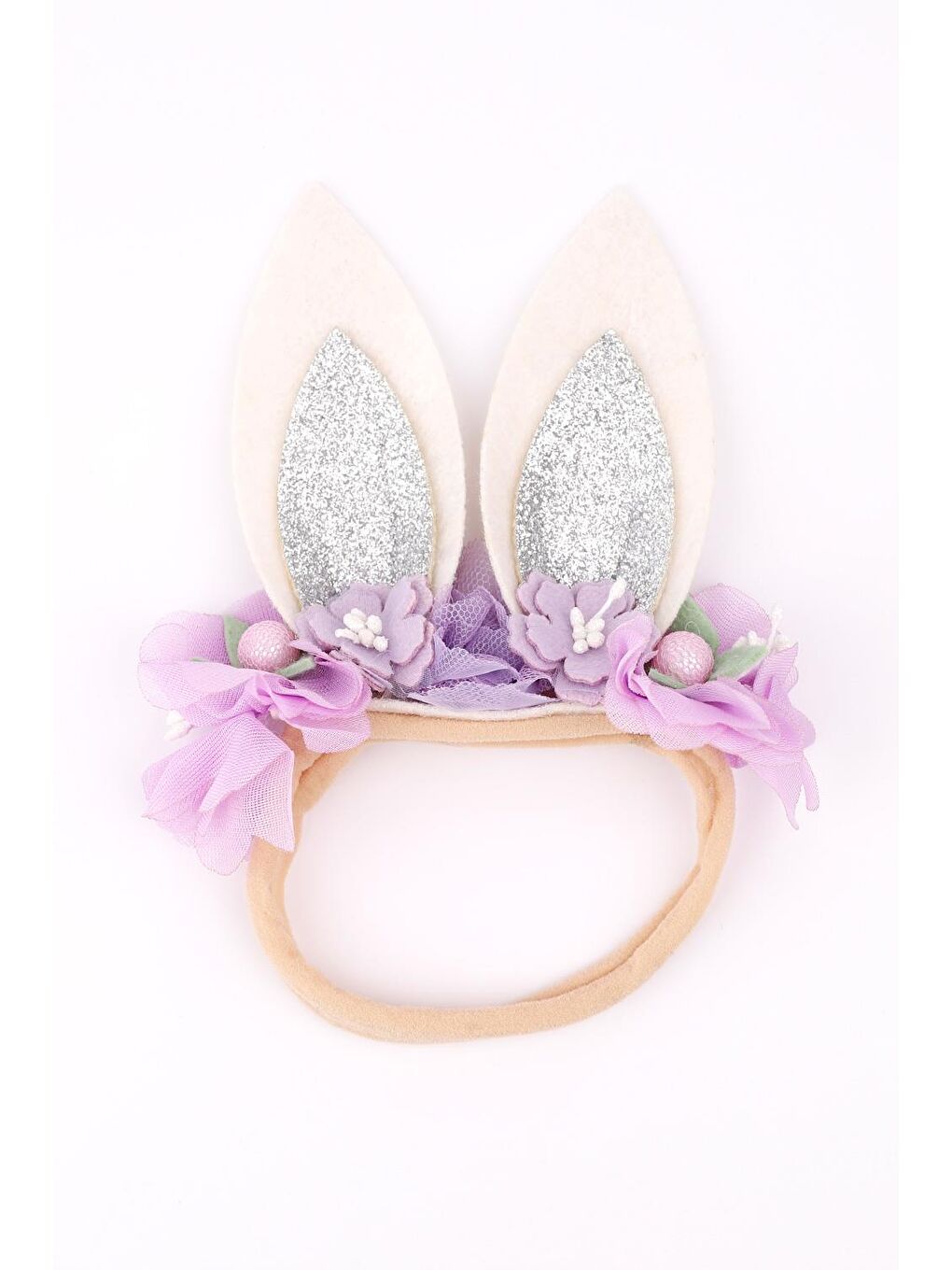 Lila  Simli Tavşan Çiçek Kız Çocuk Saç Bandı-1