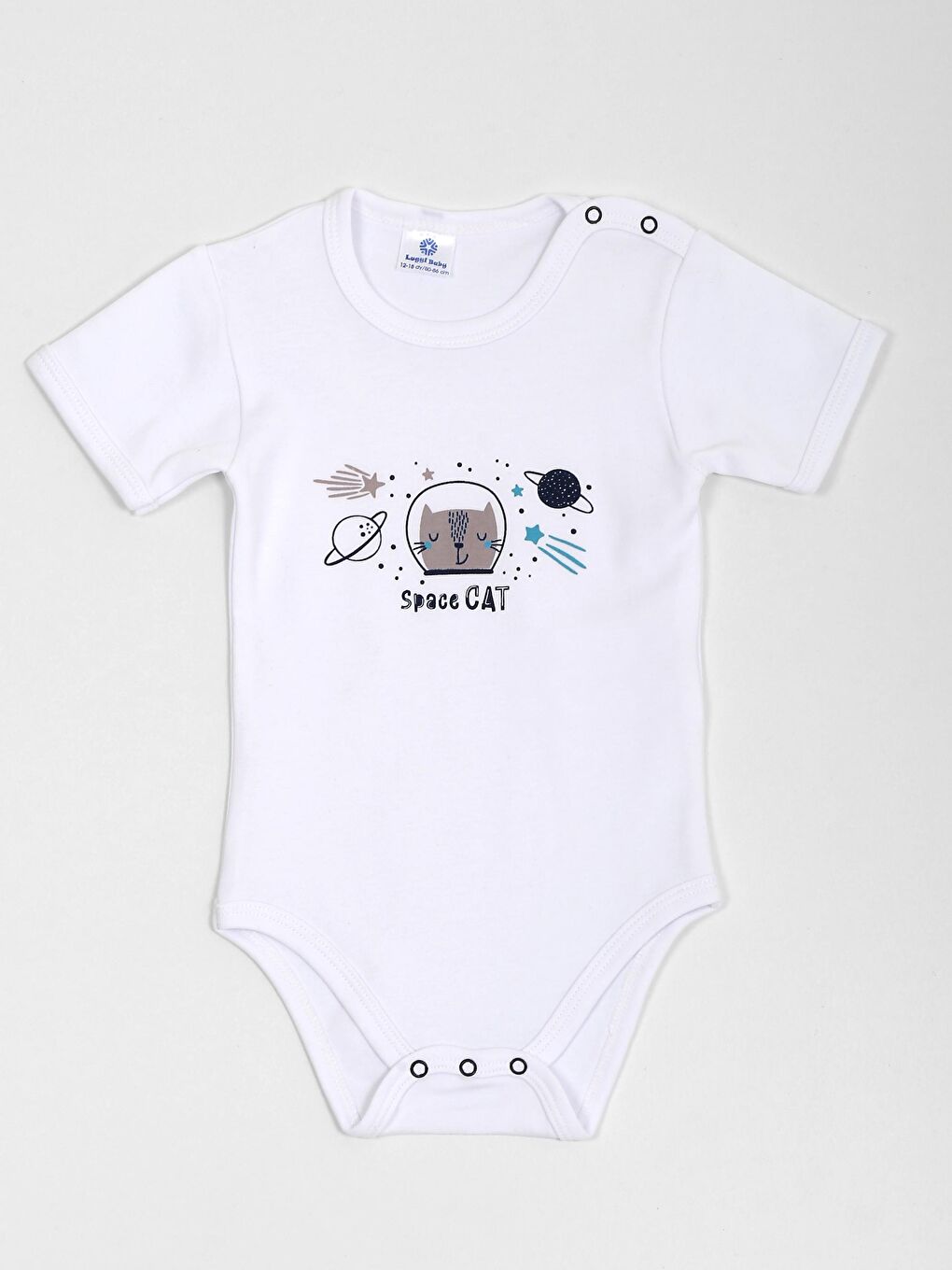 Mavi Bisiklet Yaka Baskılı Erkek Bebek Çıtçıtlı Body 2'li-2