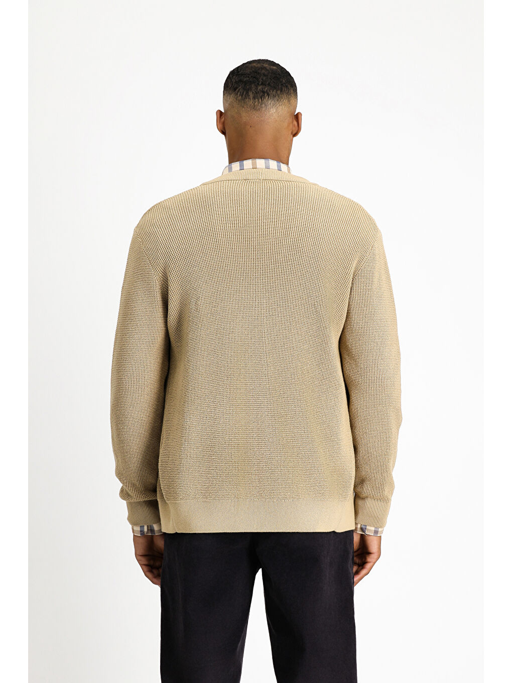 Bej Oversize Pamuklu Triko Hırka-3