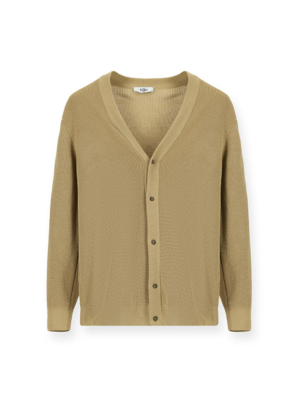 Bej Oversize Pamuklu Triko Hırka-4