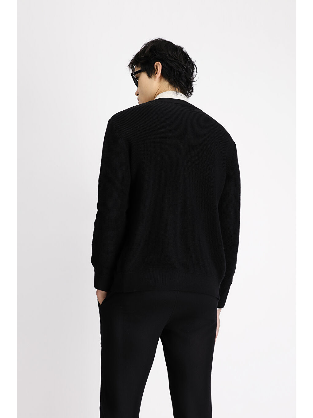 Siyah Oversize Pamuklu Triko Hırka-3