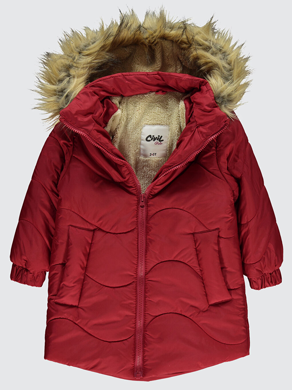 Kırmızı Kız Çocuk Kapüşonlu Mont 2 5 Yaş Narçiçeği-1