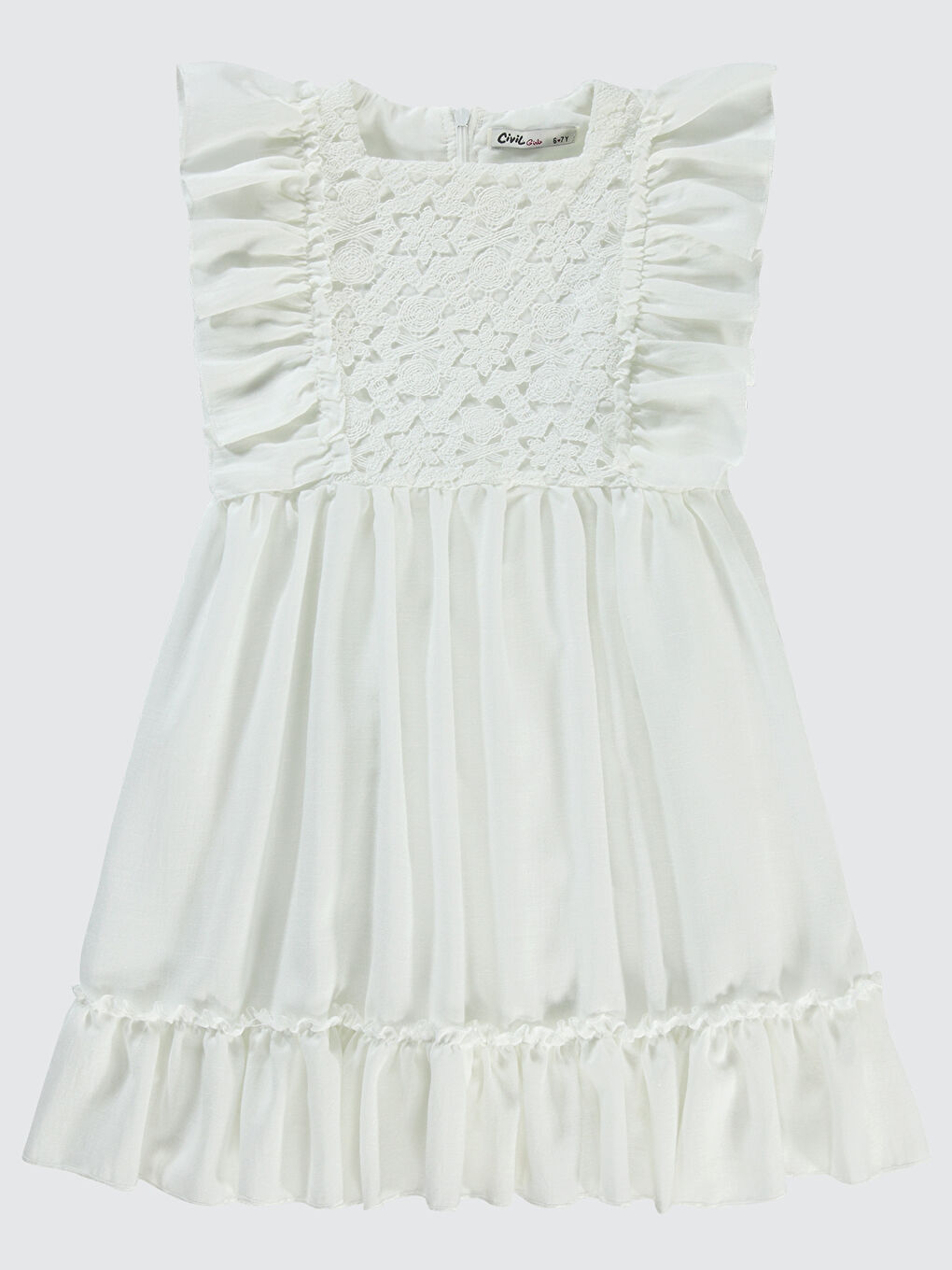 Girls Kız Çocuk Elbise 6-9 Yaş Ekru