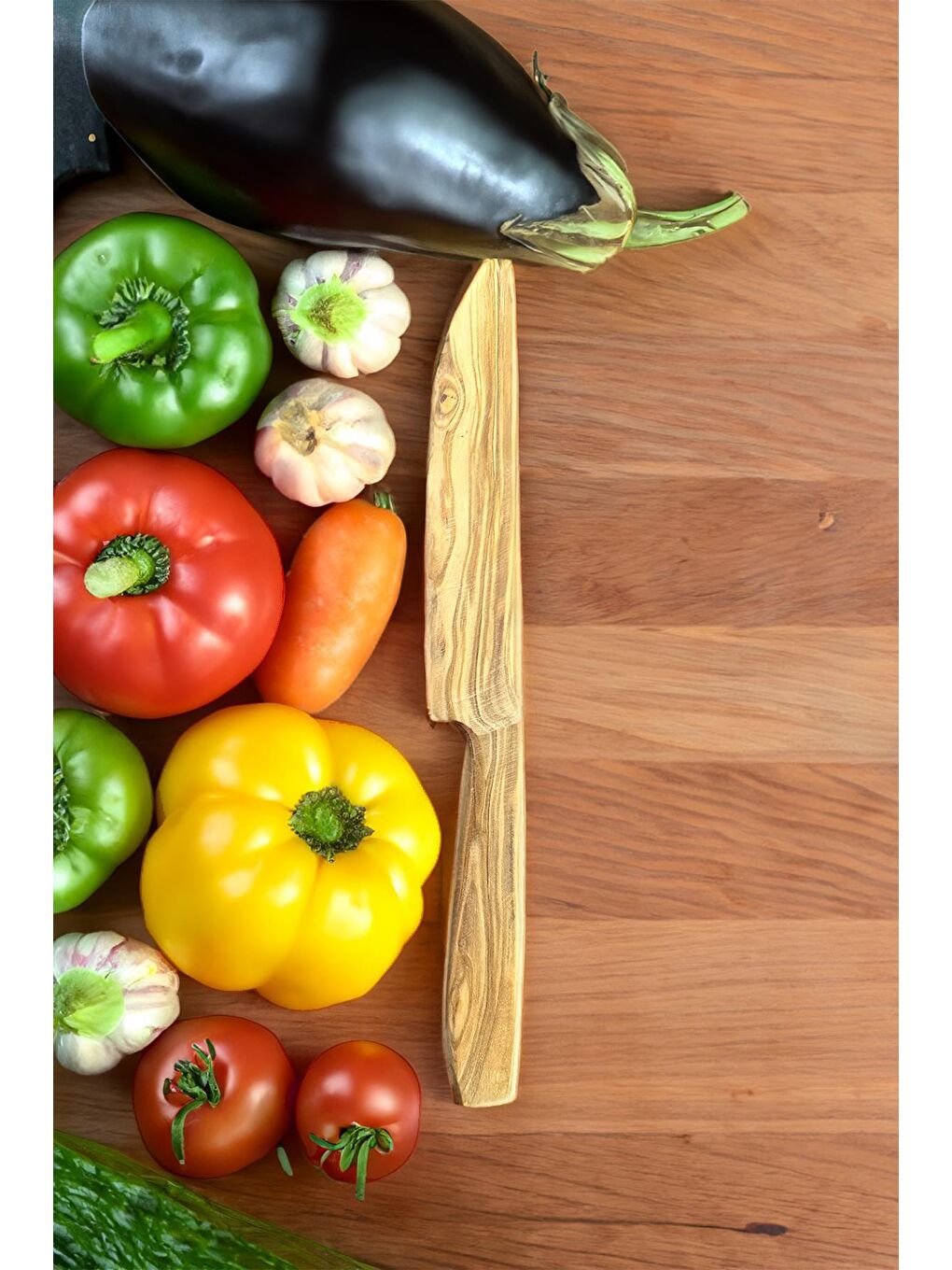 Kahverengi Zeytin Ağacı Bıçak | 23 Cm El Yapımı Ahşap Bıçak Doğal Ağaç Bıçak