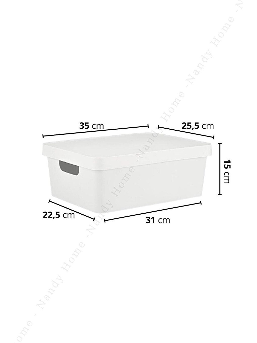 Nandy Home Renksiz 10 lt Dekoratif Düzenleyici Kapaklı Kutu 6 Adet BEYAZ - 2