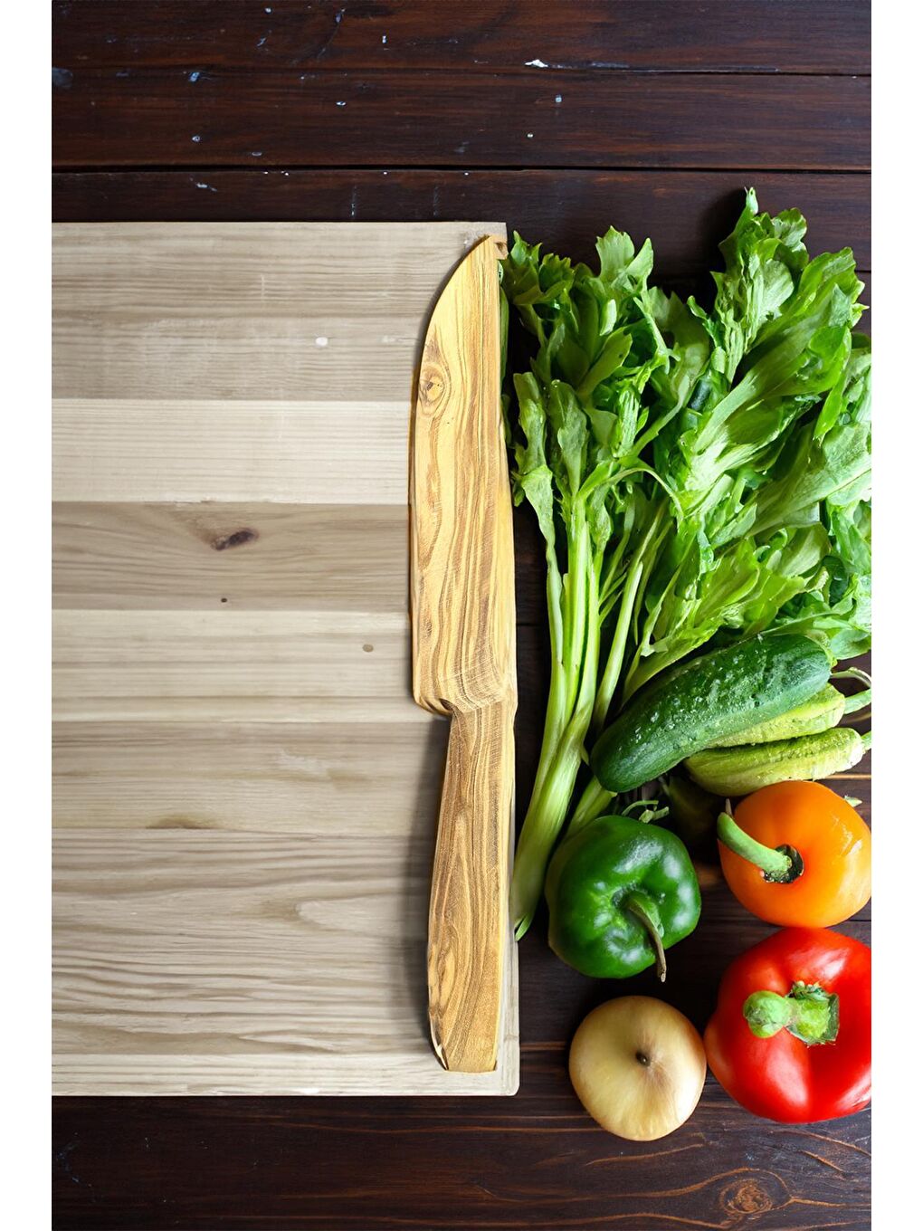 Kahverengi Zeytin Ağacı Bıçak | 23 Cm El Yapımı Ahşap Bıçak Doğal Ağaç Bıçak-1